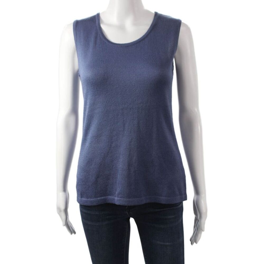 Jennifer Tyler Women Basic Blue Tank Top Sleeveless Round Neck Size 46